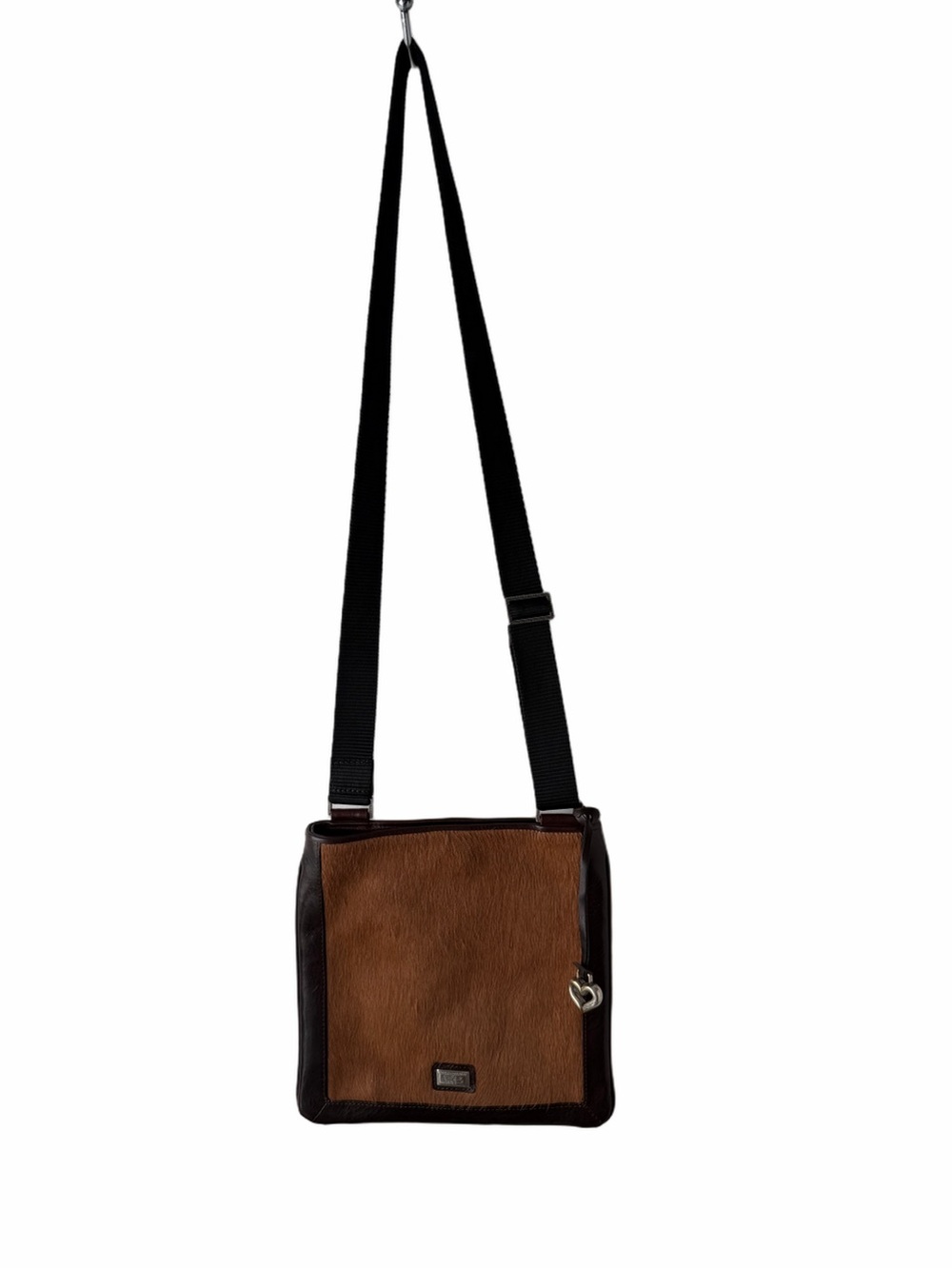 Vintage Brighton Brown Leather Hair on Hide  Crossbody Bag